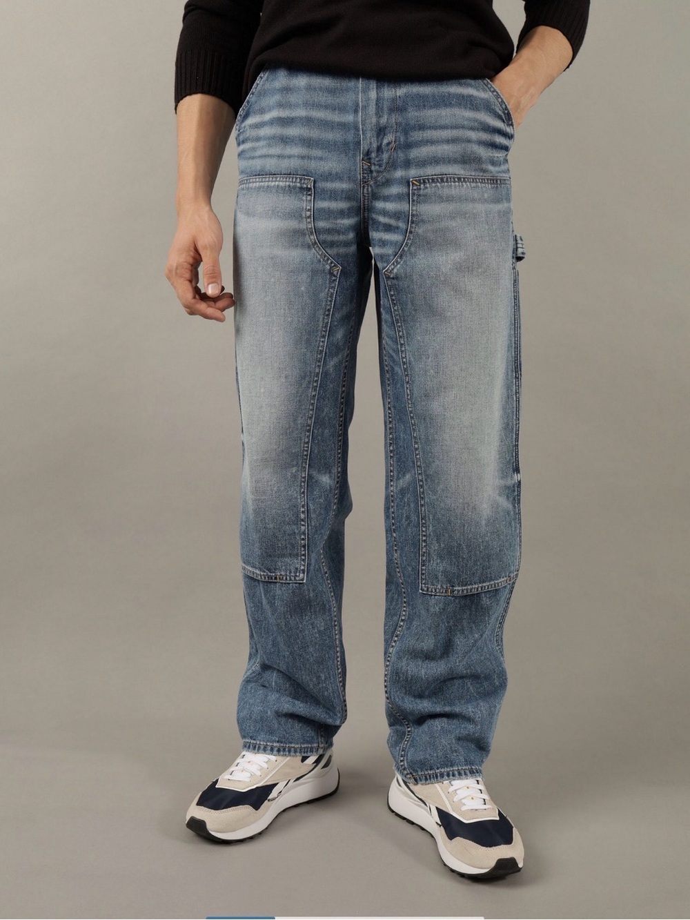 American Eagle Outfitters Relaxed Faded Blue Carpenter Jeans